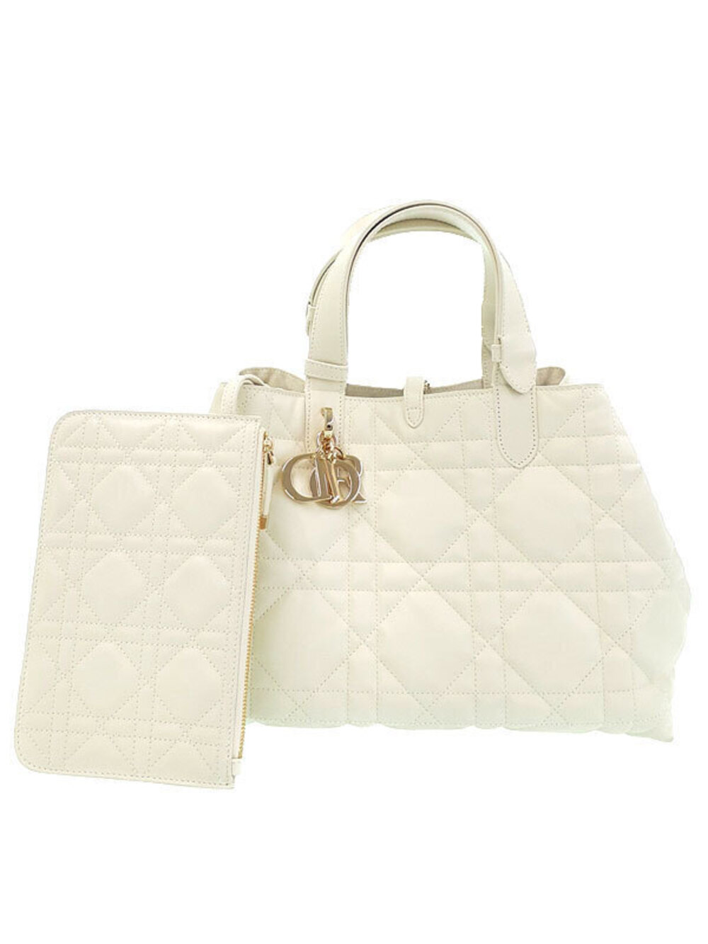 Christian Dior Toujours Bag latte craie macrocannage calfskin pale White